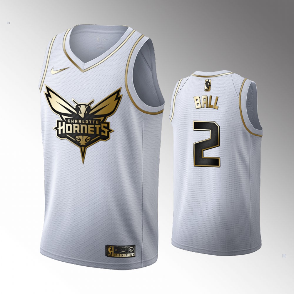 2020-21 Hornets LaMelo Ball Golden Edition White 2020 NBA Draft Jersey