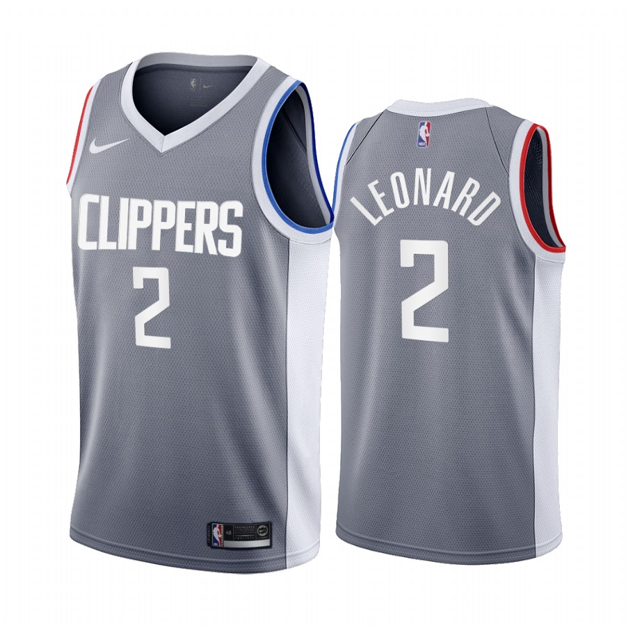 2020-21 LA Clippers Kawhi Leonard Earned Edition Gray #2 Jersey