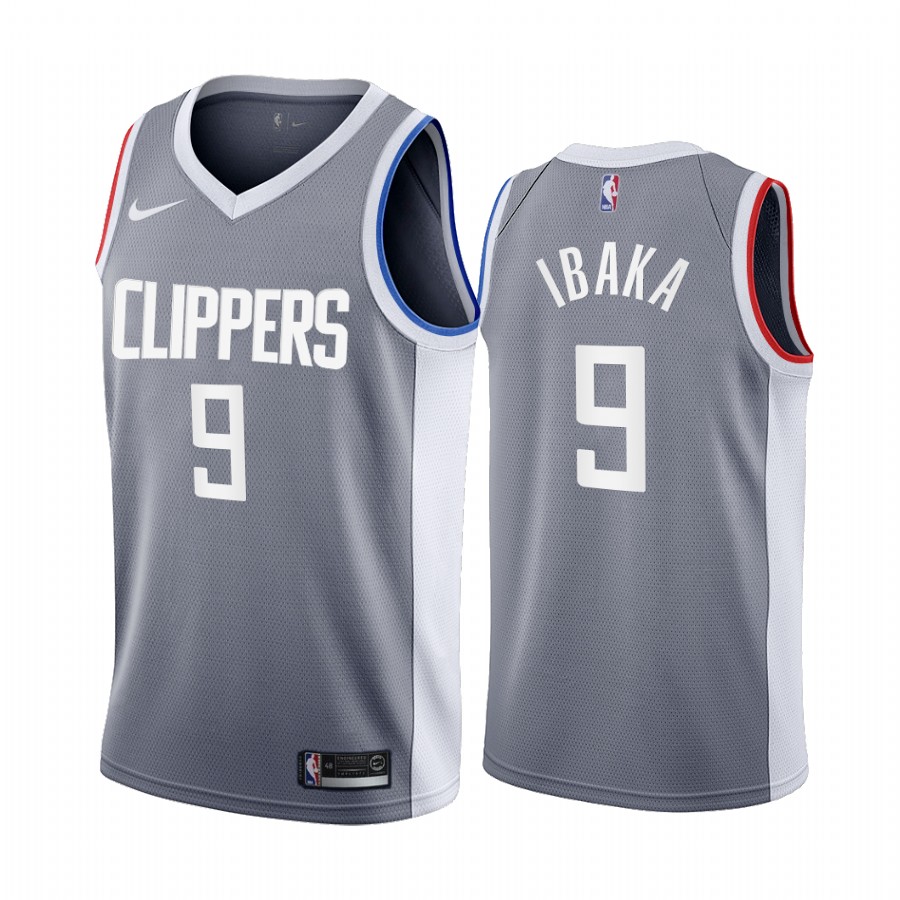 2020-21 LA Clippers Serge Ibaka Earned Edition Gray #9 Jersey