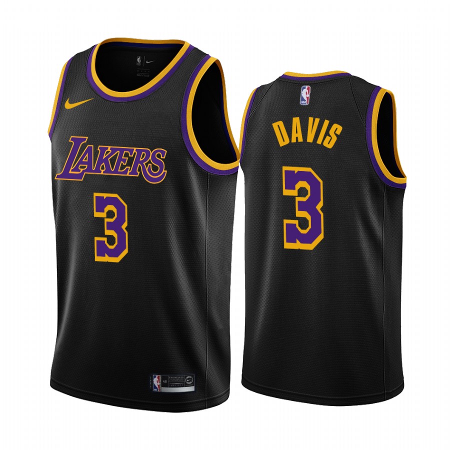 2020-21 Los Angeles Lakers Anthony Davis Earned Edition Black #3 Jersey