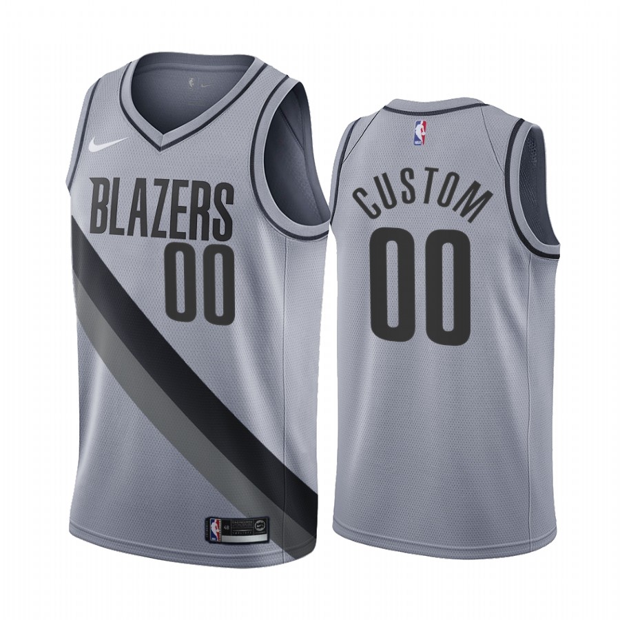 2020-21 Portland Trail Blazers Custom Earned Edition Gray #00 Jersey