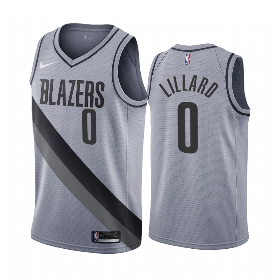 2020-21 Portland Trail Blazers Damian Lillard Earned Edition Gray #0 Jersey