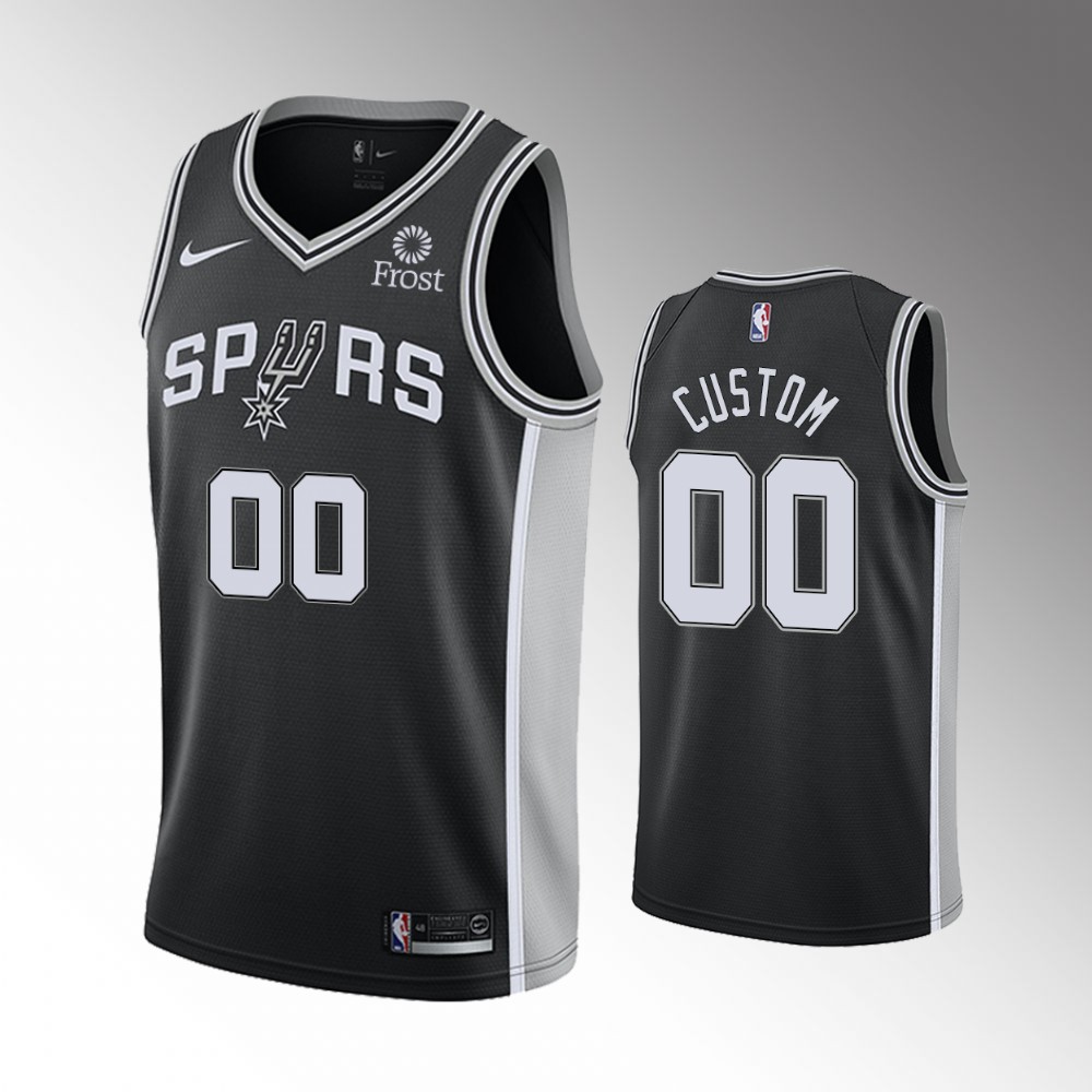 2020-21 Spurs Custom Icon Edition Black YOUR NAME Jersey