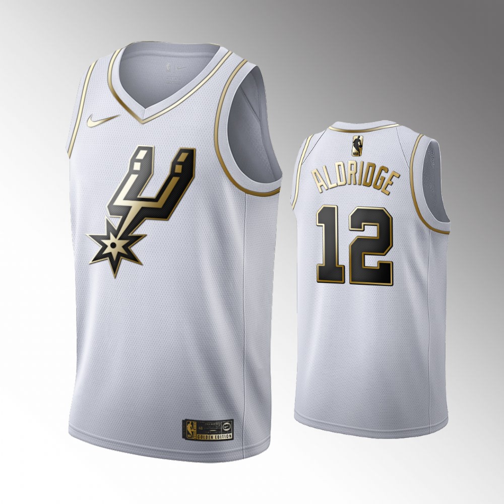 2020-21 Spurs LaMarcus Aldridge Golden Edition White Limited Jersey