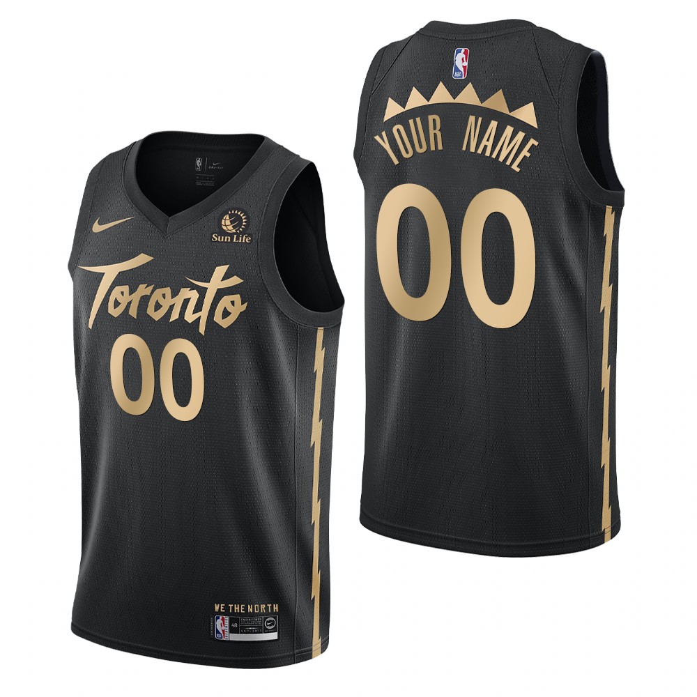 2020 Season Raptors #00 Custom Sun Life Patch Black Jersey - City Edition