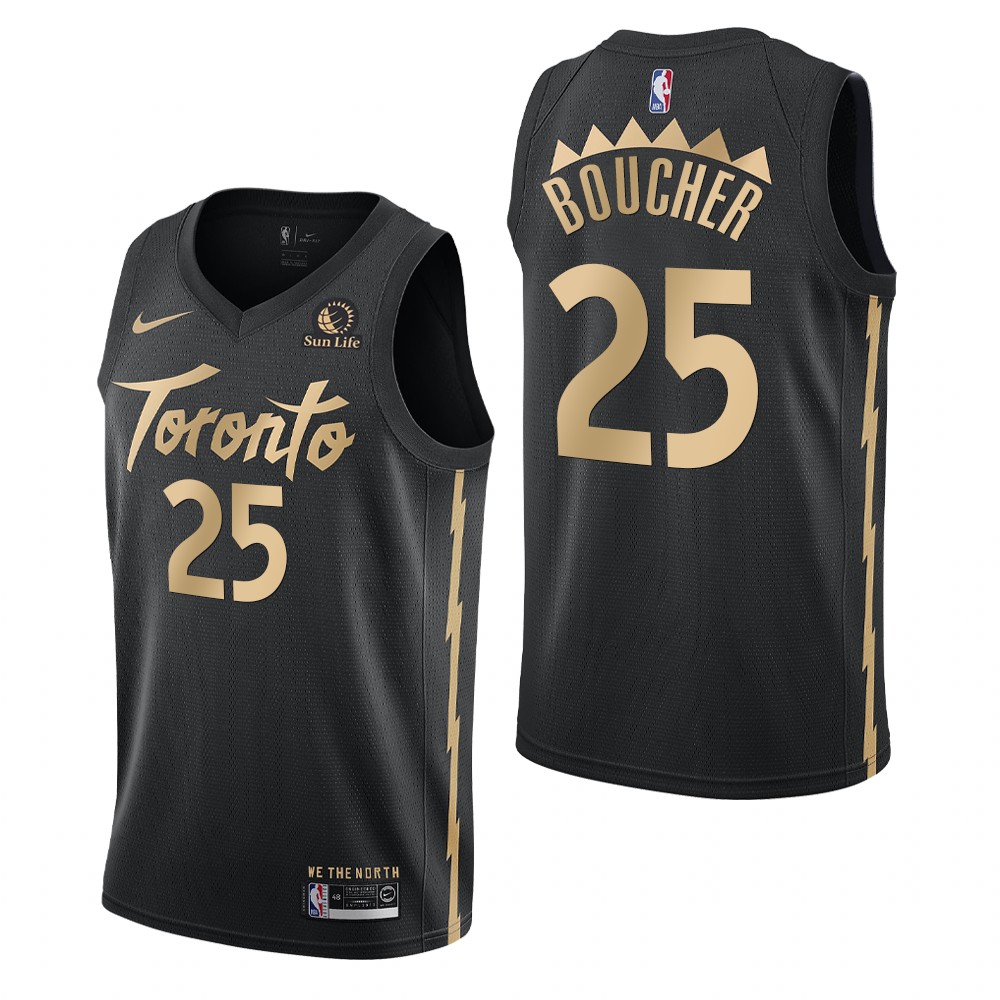 2020 Season Raptors #25 Chris Boucher Sun Life Patch Black Jersey - City Edition