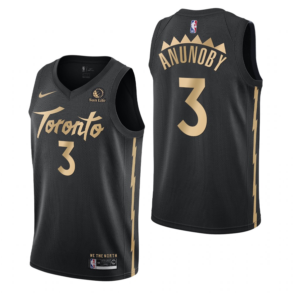 2020 Season Raptors #3 OG Anunoby Sun Life Patch Black Jersey - City Edition