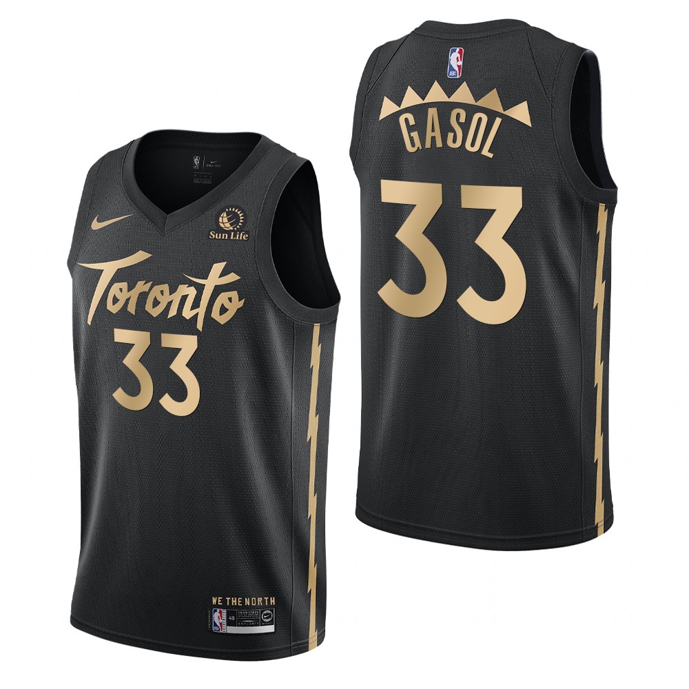 2020 Season Raptors #33 Marc Gasol Sun Life Patch Black Jersey - City Edition