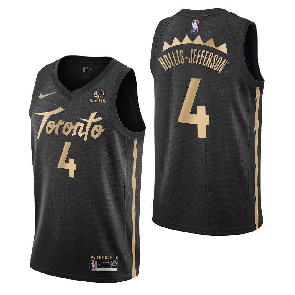 2020 Season Raptors #4 Rondae Hollis-Jefferson Sun Life Patch Black Jersey - City Edition