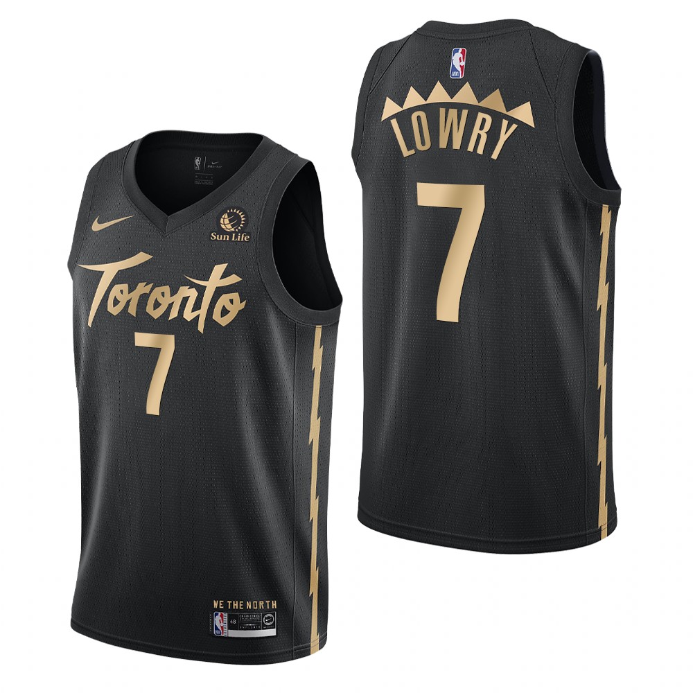 2020 Season Raptors #7 Kyle Lowry Sun Life Patch Black Jersey - City Edition