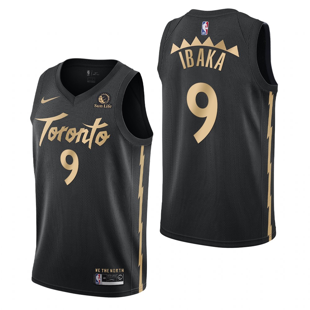 2020 Season Raptors #9 Serge Ibaka Sun Life Patch Black Jersey - City Edition