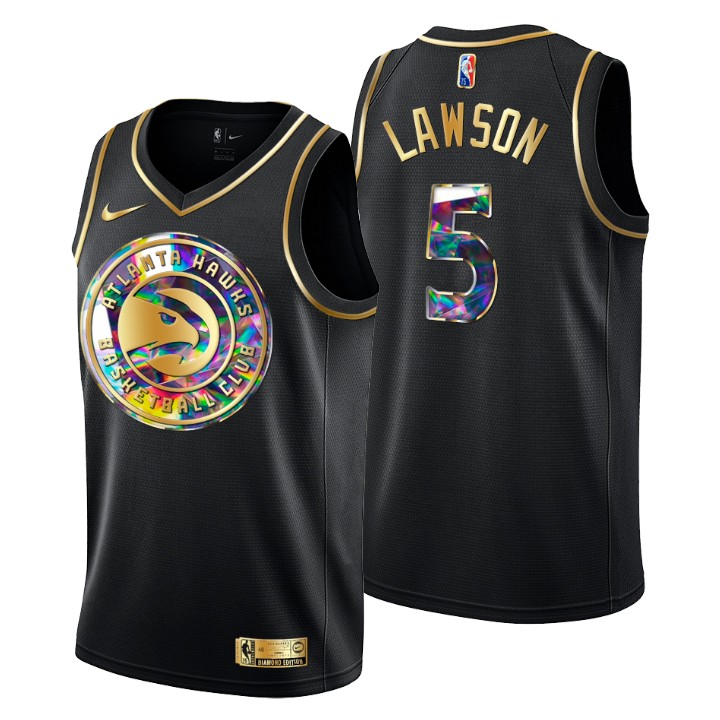 2021-22 Atlanta Hawks A. J. Lawson #5 Golden Edition Diamond Logo Black Swingman Jersey
