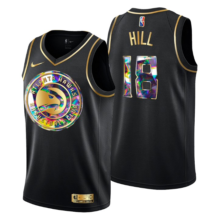 2021-22 Atlanta Hawks Solomon Hill #18 Golden Edition Diamond Logo Black Swingman Jersey