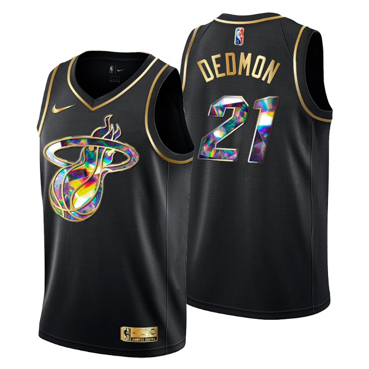 2021-22 Miami Heat Dewayne Dedmon #21 Golden Edition Diamond Logo Black Swingman Jersey
