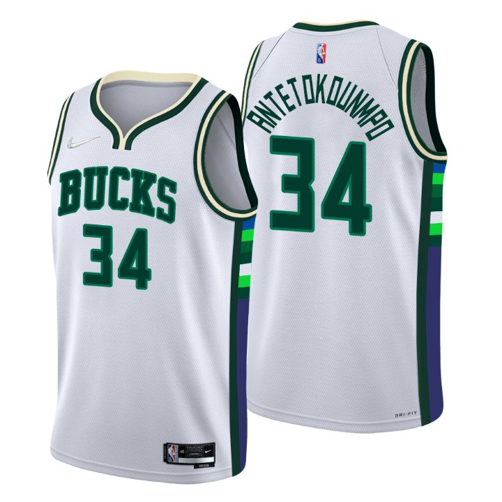2021-22 Milwaukee Bucks Giannis Antetokounmpo City 75th Anniversary Jersey