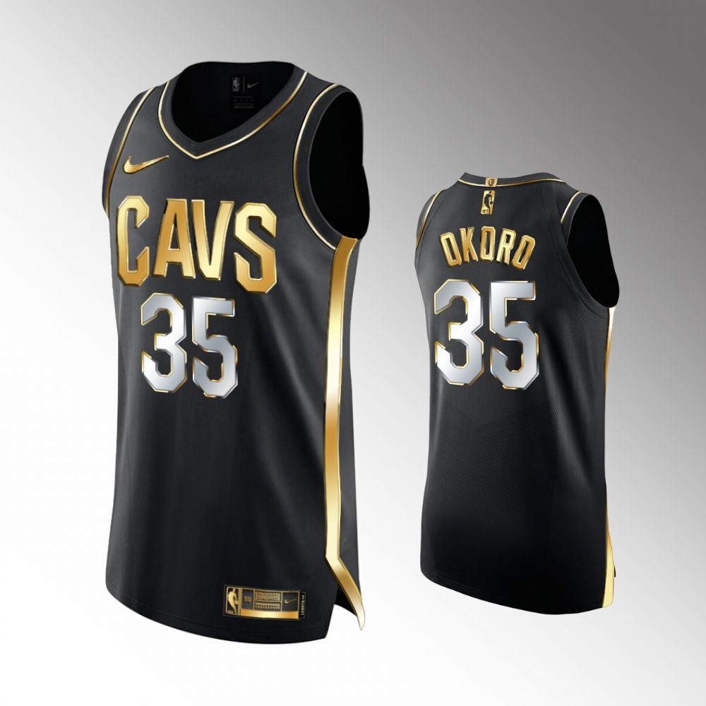 2021 Cavaliers Isaac Okoro Golden Edition Black Authentic Limited Jersey