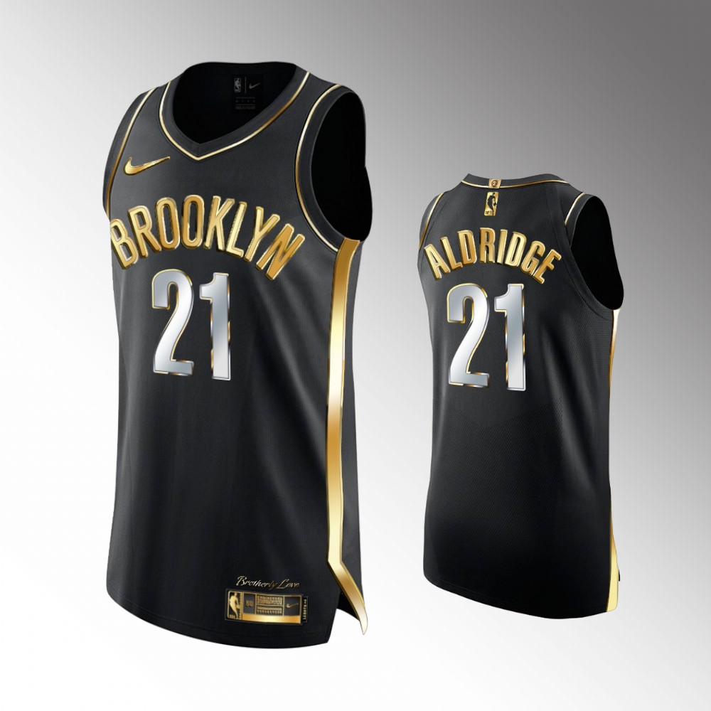 2021 Nets LaMarcus Aldridge Golden Edition Black Authentic Jersey