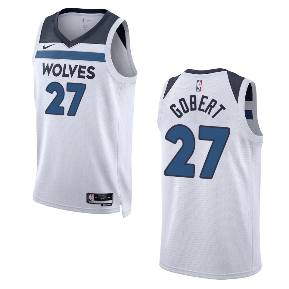 2022-23 Association Edition Minnesota Timberwolves Rudy Gobert White Swingman Jersey