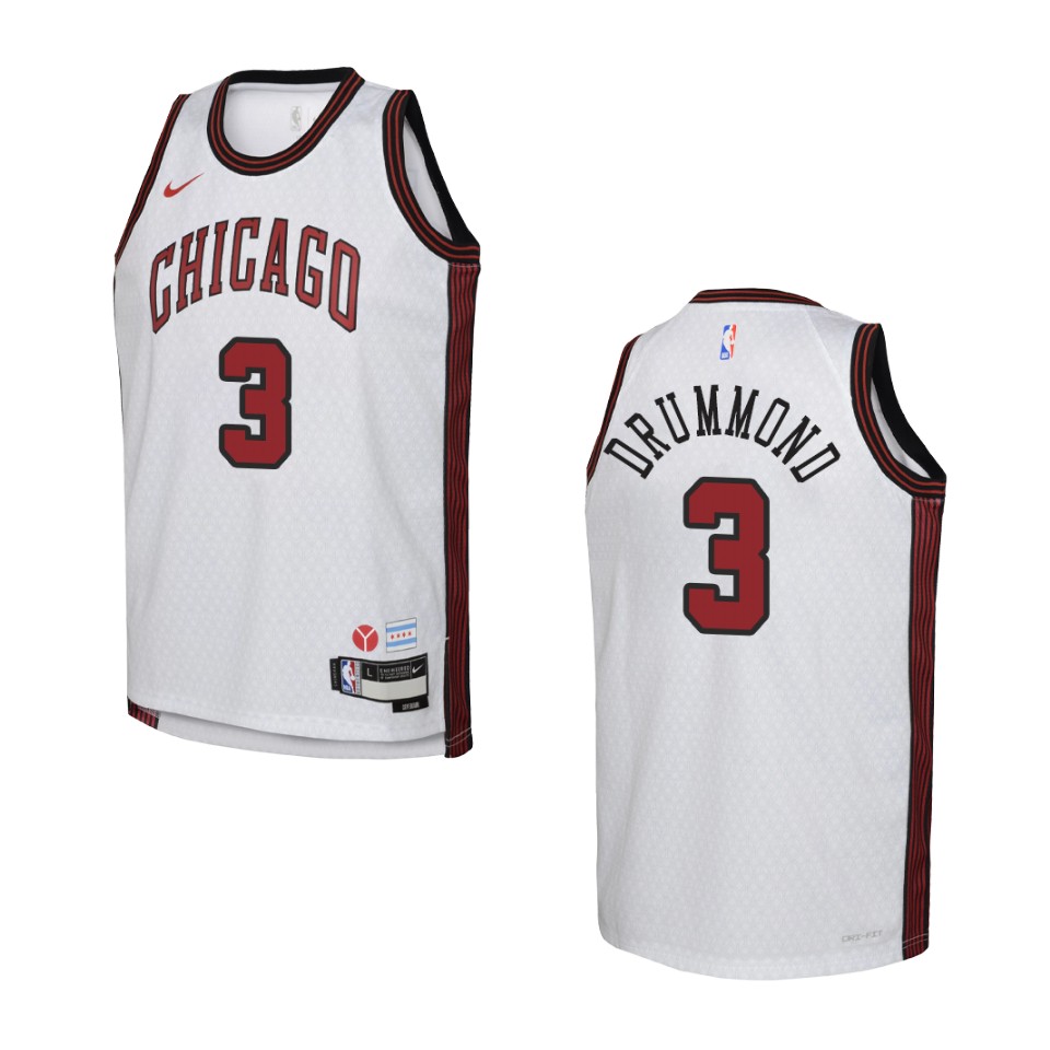 2022-23 Chicago Bulls Youth City Edition Andre Drummond White Jersey