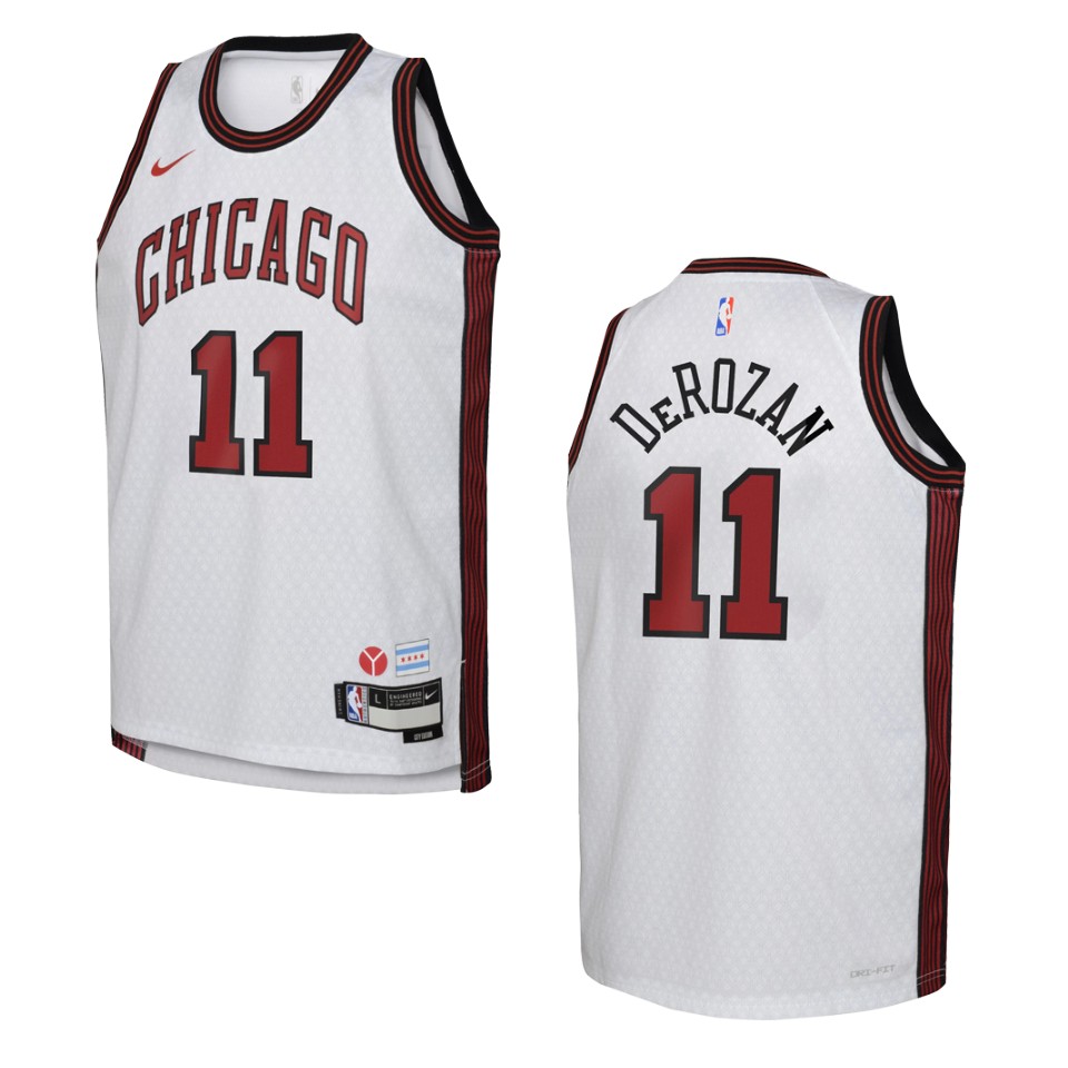 2022-23 Chicago Bulls Youth City Edition Demar Derozan White Jersey
