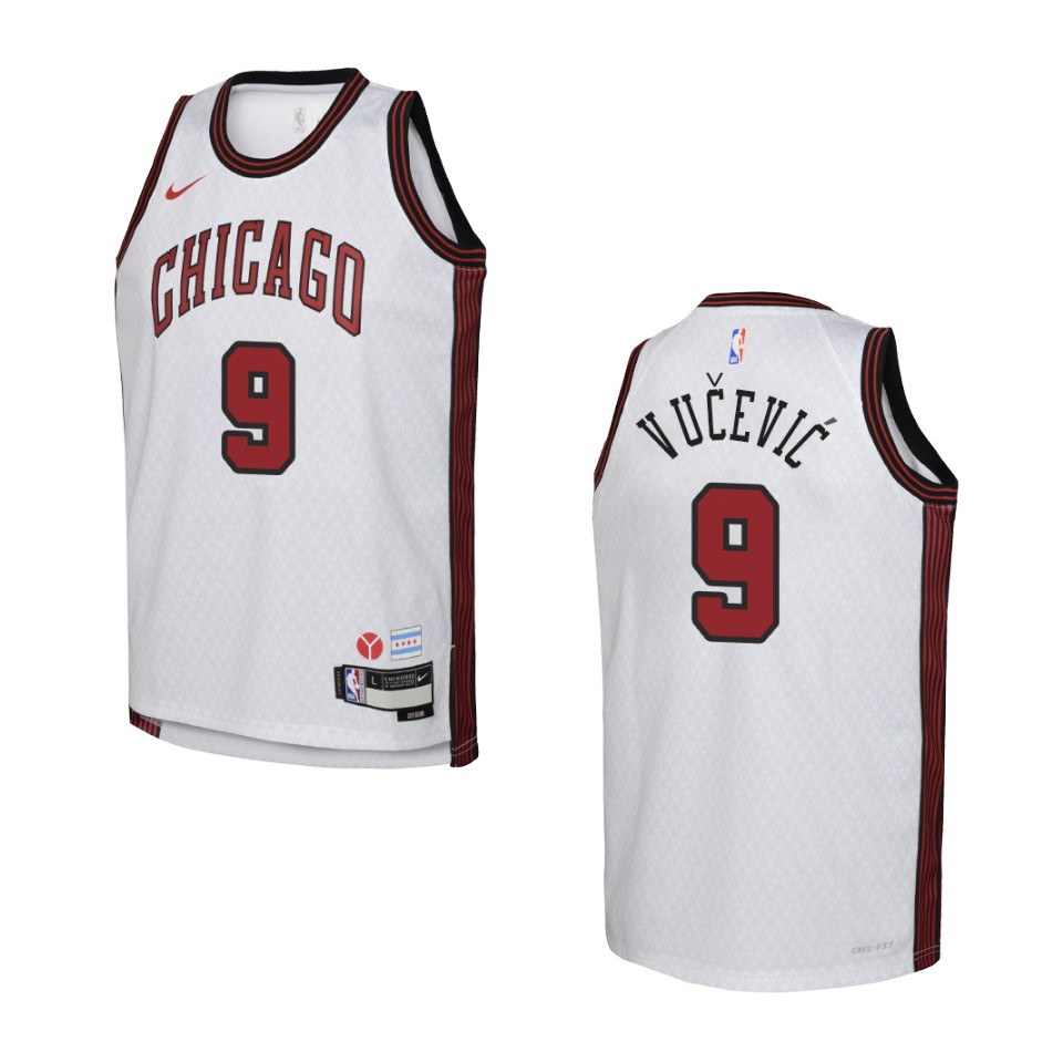 2022-23 Chicago Bulls Youth City Edition Nikola Vucevic White Jersey
