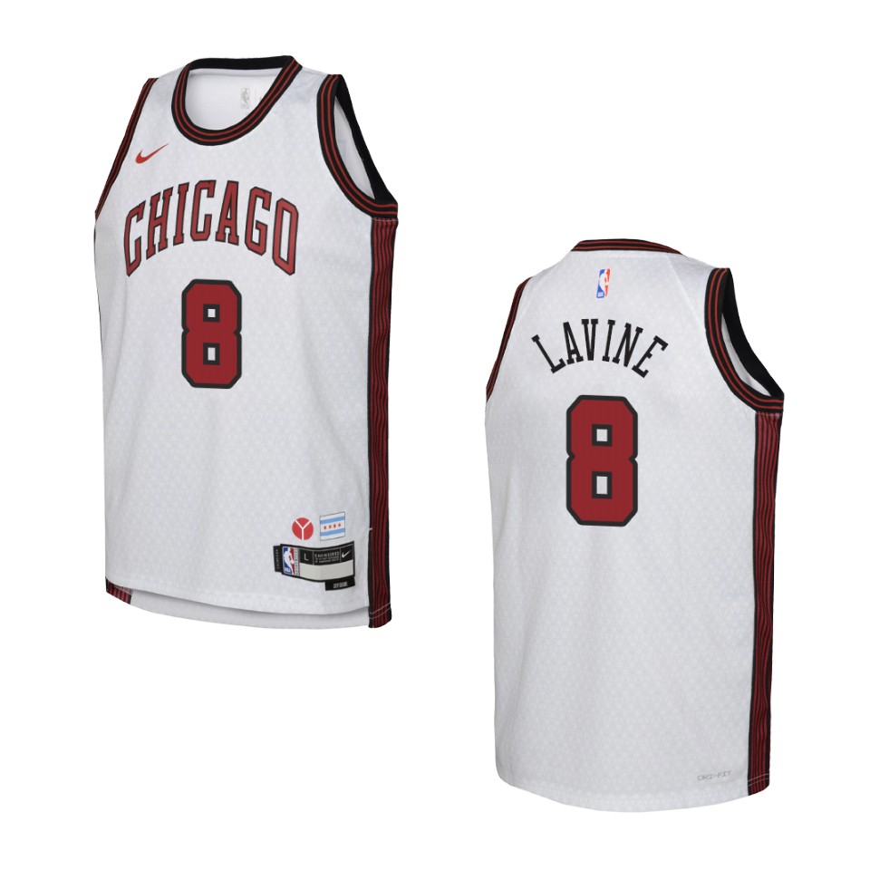 2022-23 Chicago Bulls Youth City Edition Zach LaVine White Jersey
