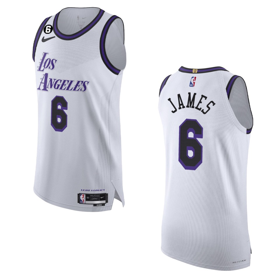 2022-23 City Edition Los Angeles Lakers LeBron James White Jersey