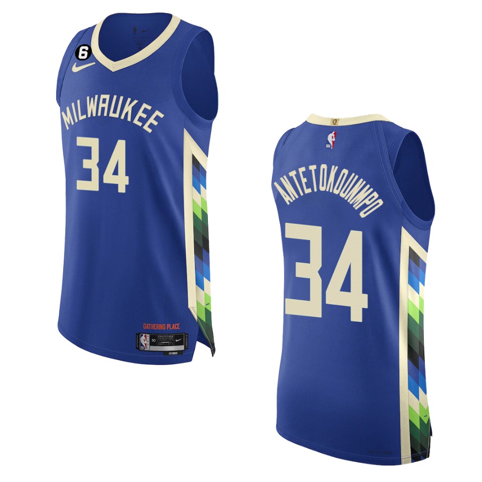 2022-23 City Edition Milwaukee Bucks Giannis Antetokounmpo Royal Jersey