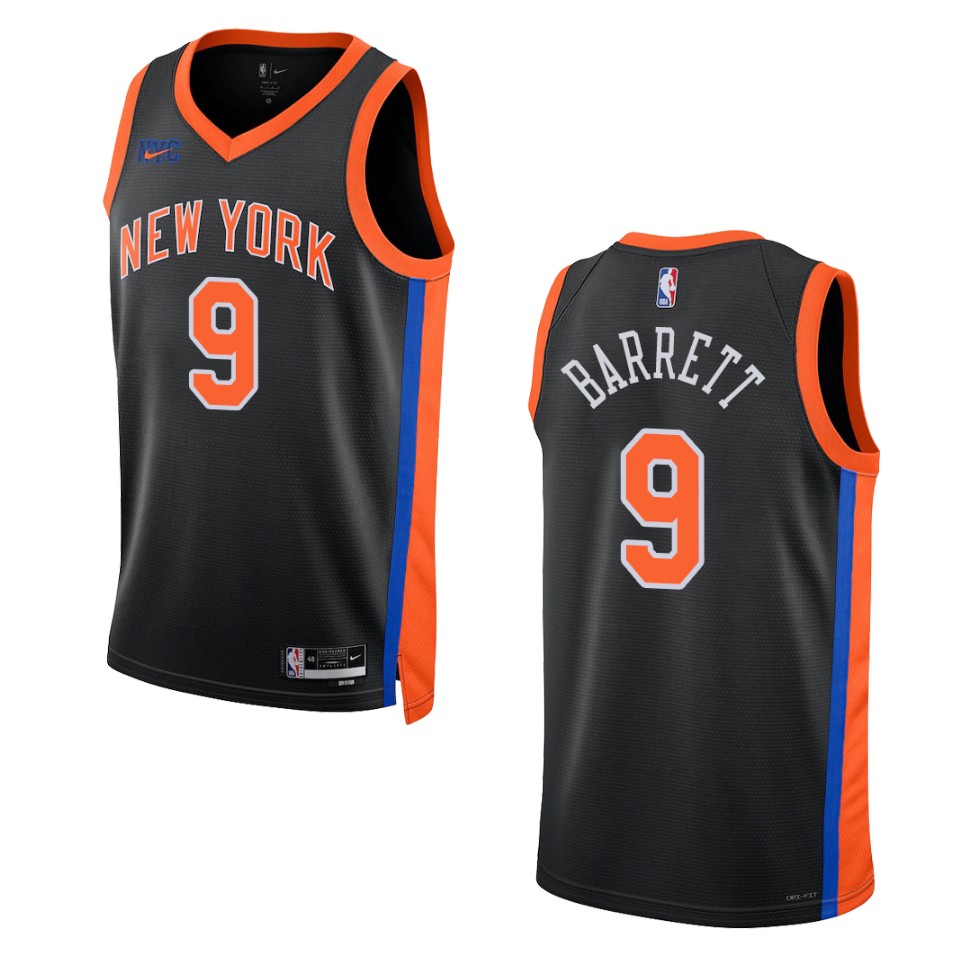 2022-23 City Edition New York Knicks RJ Barrett Black Swingman Jersey