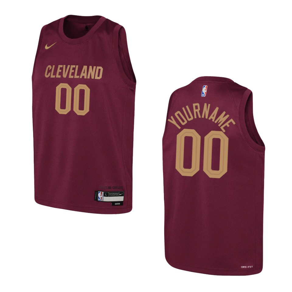 2022-23 Cleveland Cavaliers Youth Icon Edition Custom Wine Jersey