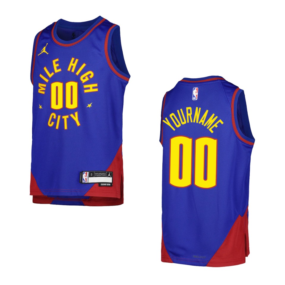 2022-23 Denver Nuggets Youth Statement Edition Custom Blue Jersey
