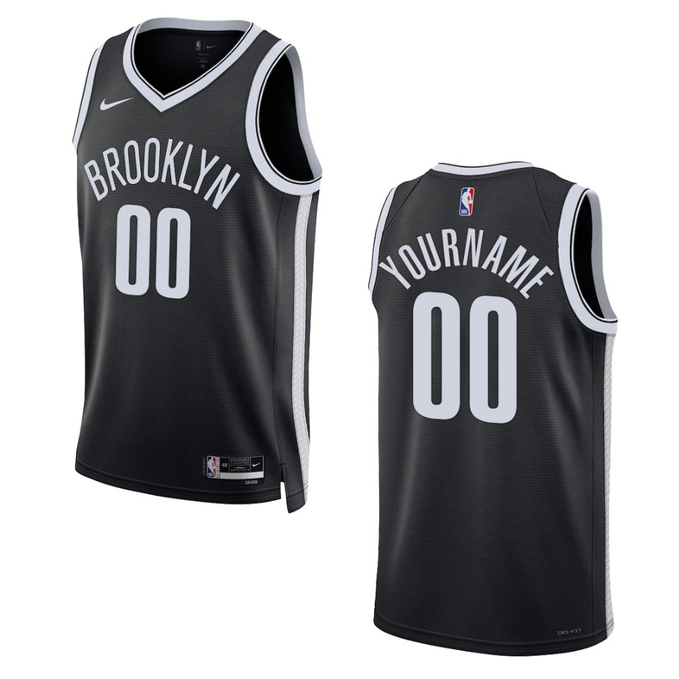 2022-23 Icon Edition Brooklyn Nets Custom Black Swingman Jersey