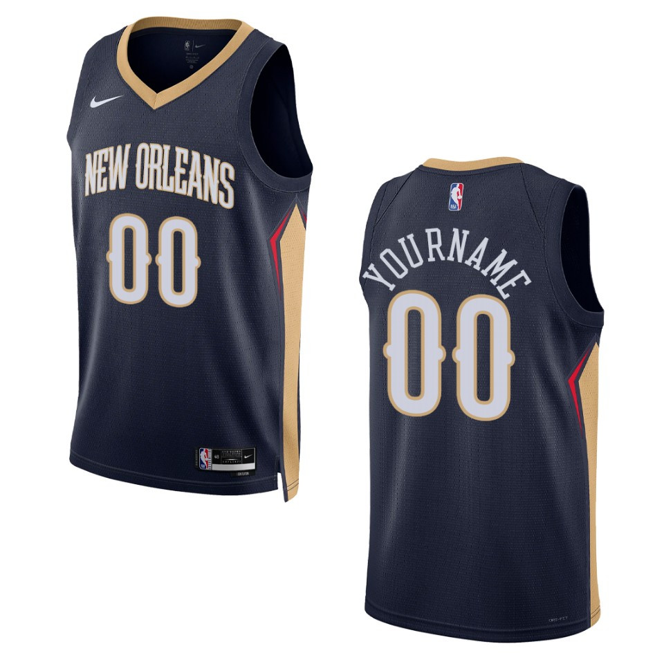 2022-23 Icon Edition New Orleans Pelicans Custom Navy Swingman Jersey