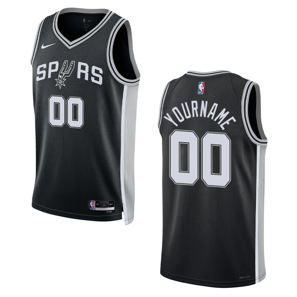 2022-23 Icon Edition San Antonio Spurs Custom Black Swingman Jersey