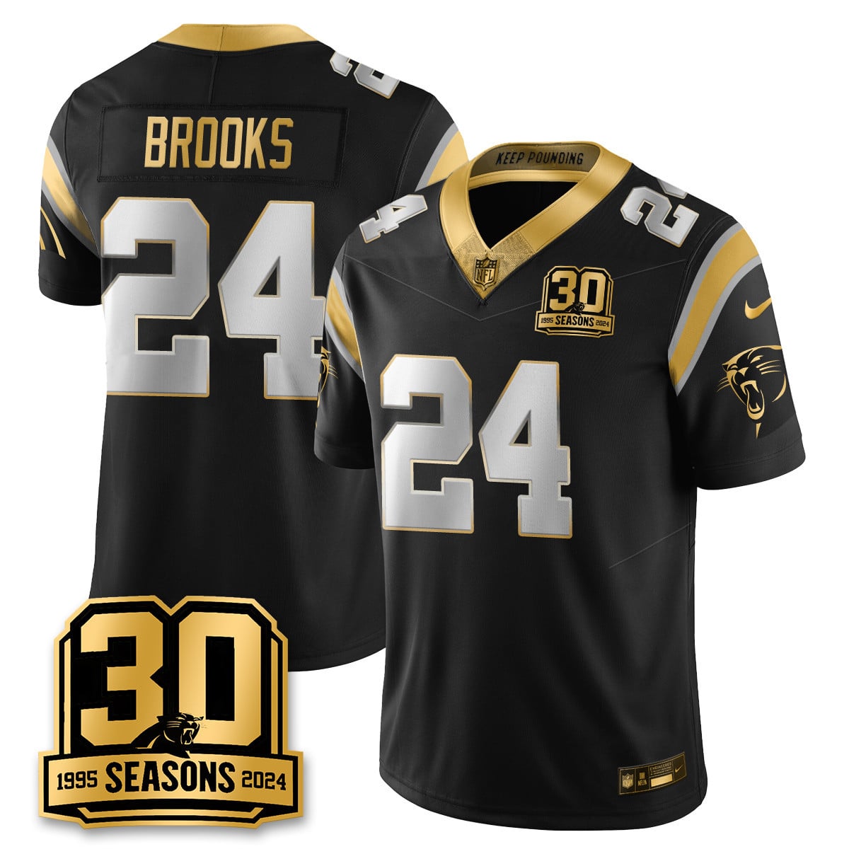 Alternative view of 30th Panthers Young Black Jersey - Panthers Young #9 Black 30th Season