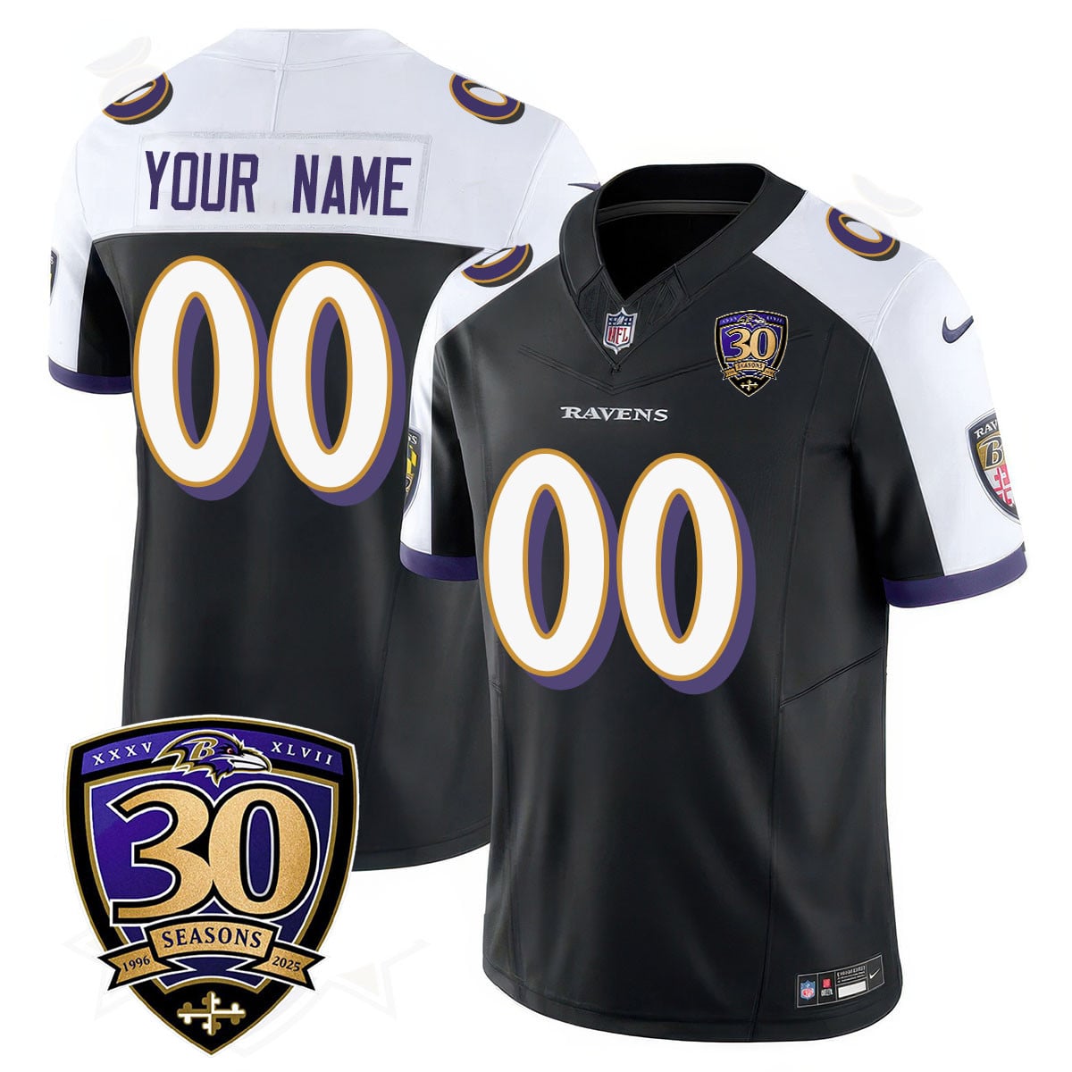 Alternative view of 30th Ravens Purple Custom Jersey - Ravens Purple 30th Season Custom