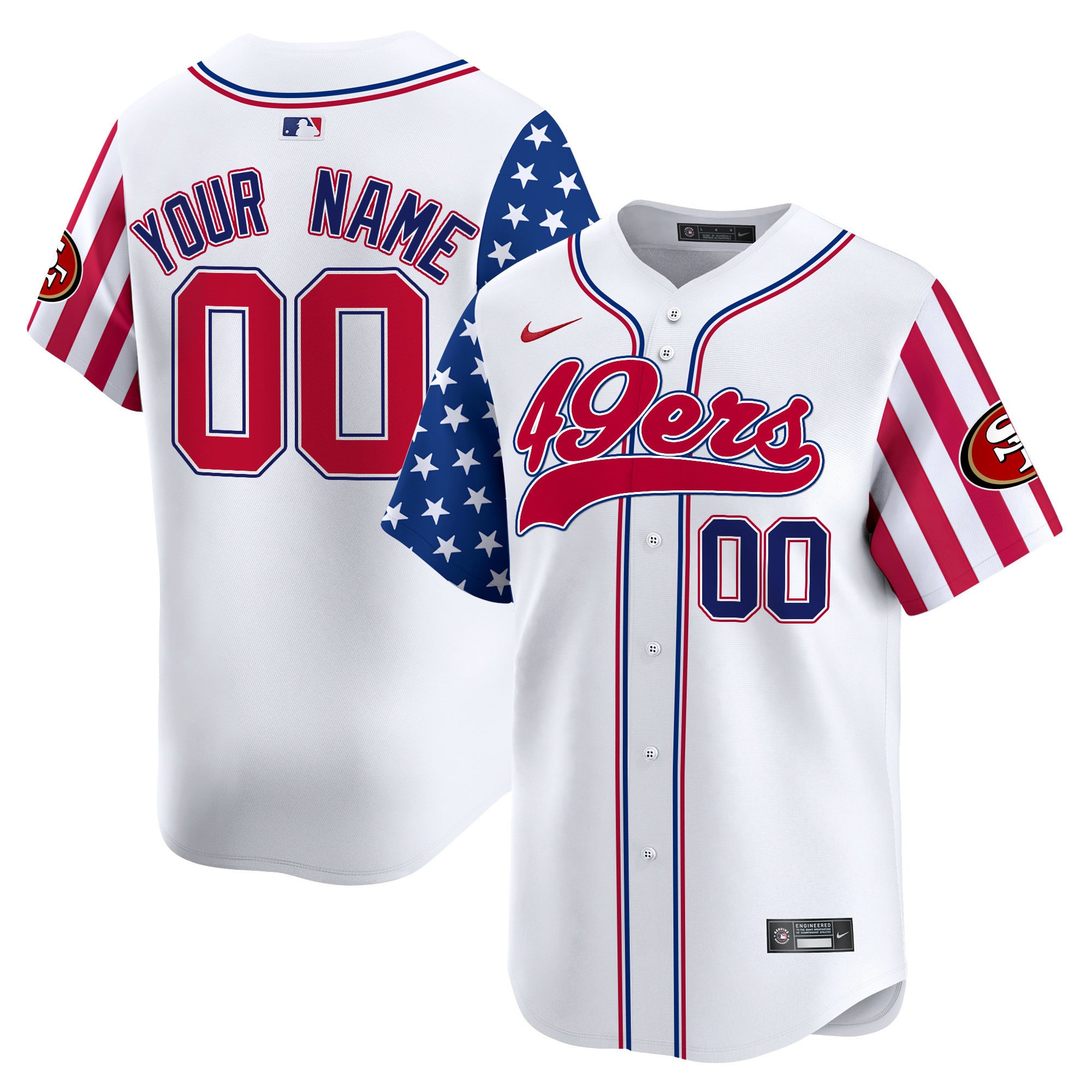 49ers Americana Baseball Jersey - Nike 49ers Americana Jersey - White
