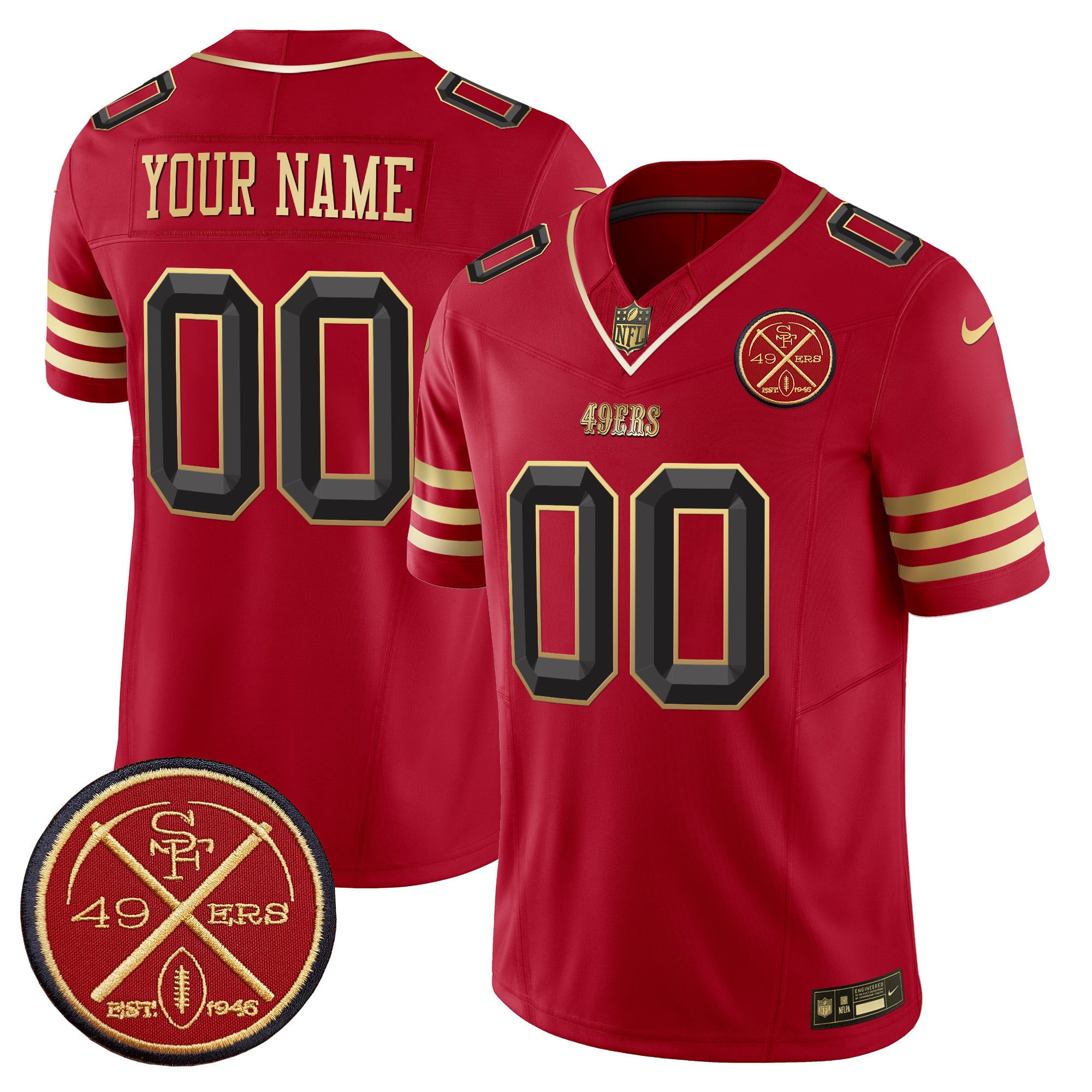 Alternative view of 49ers Black Custom Jersey - Nike 49ers Black Jersey - Custom Edition
