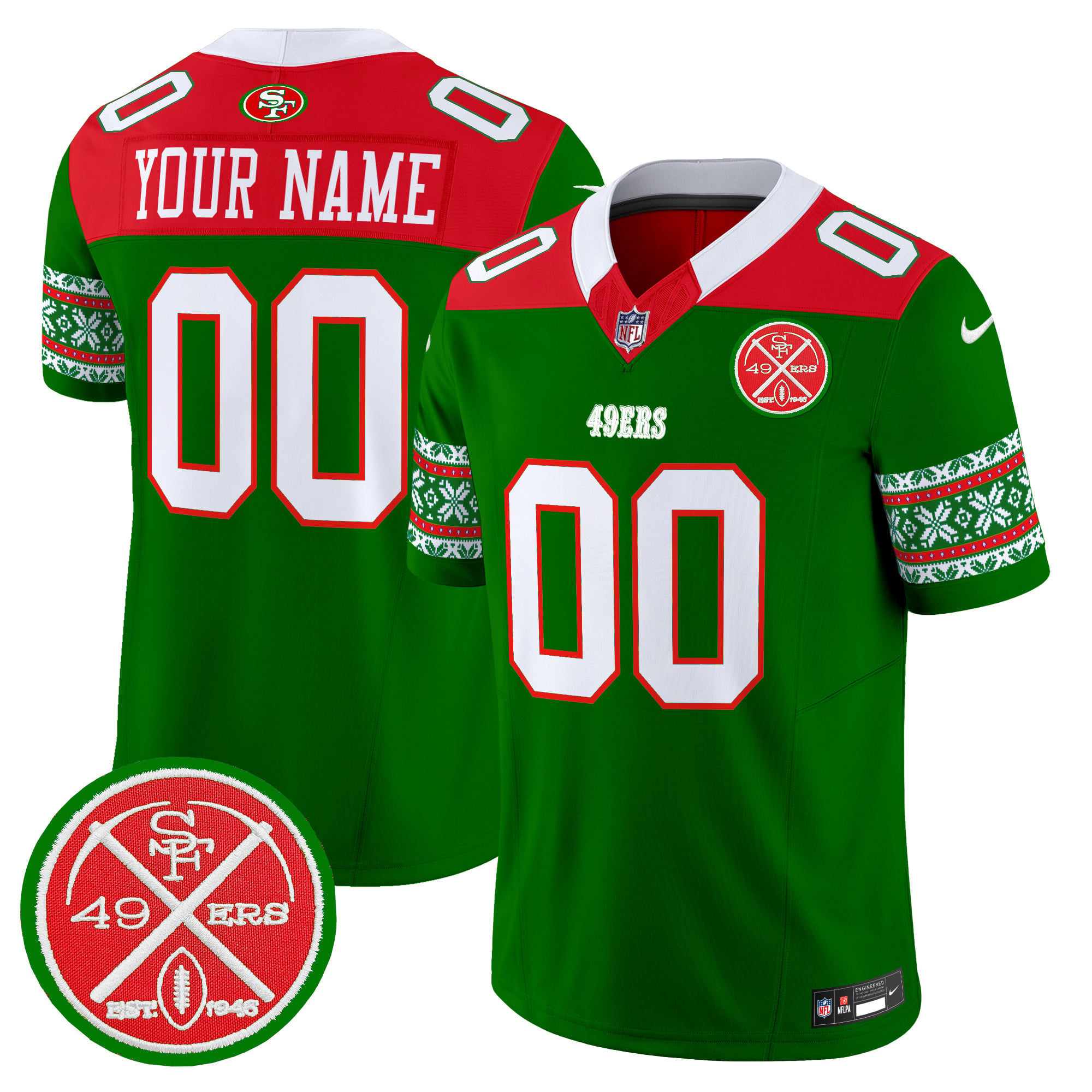 Alternative view of 49ers Christmas Jersey - Nike - Red & Green Edition