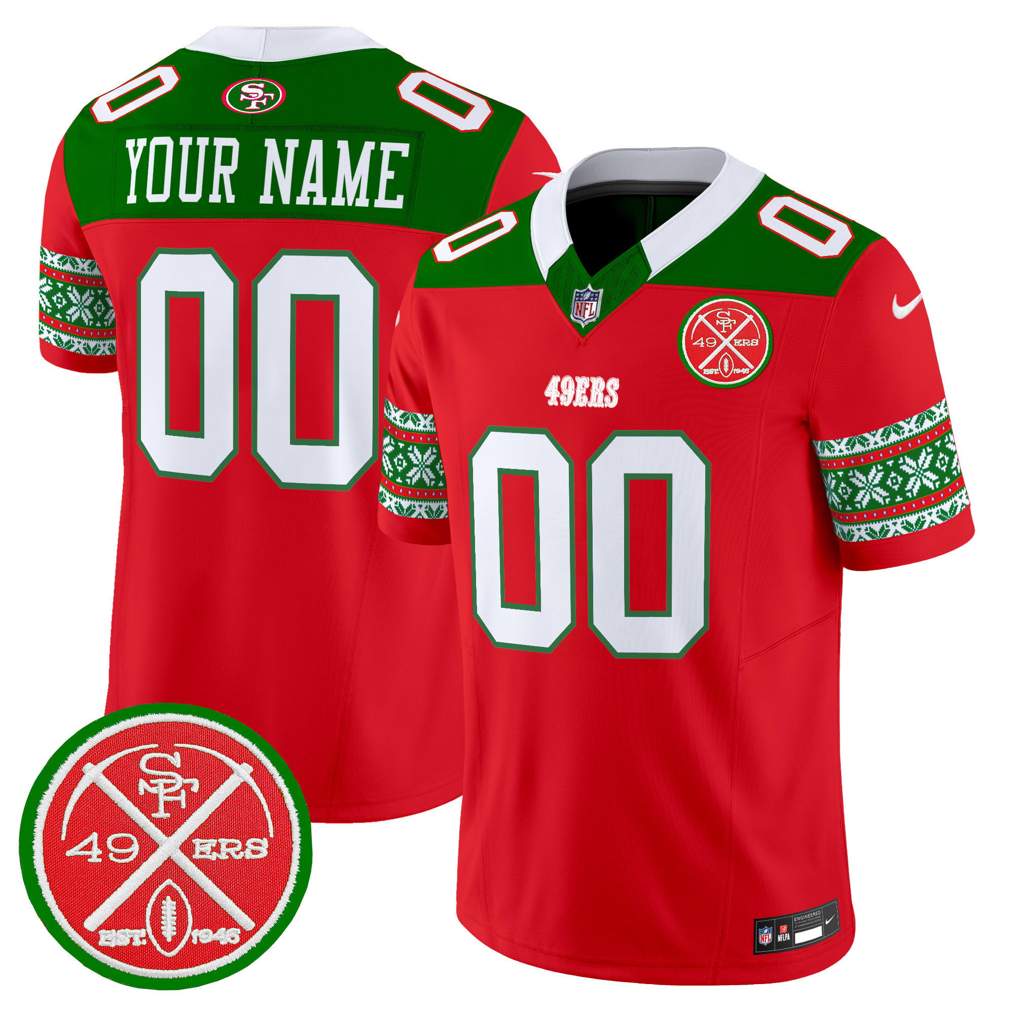 49ers Christmas Jersey - Nike - Red & Green Edition