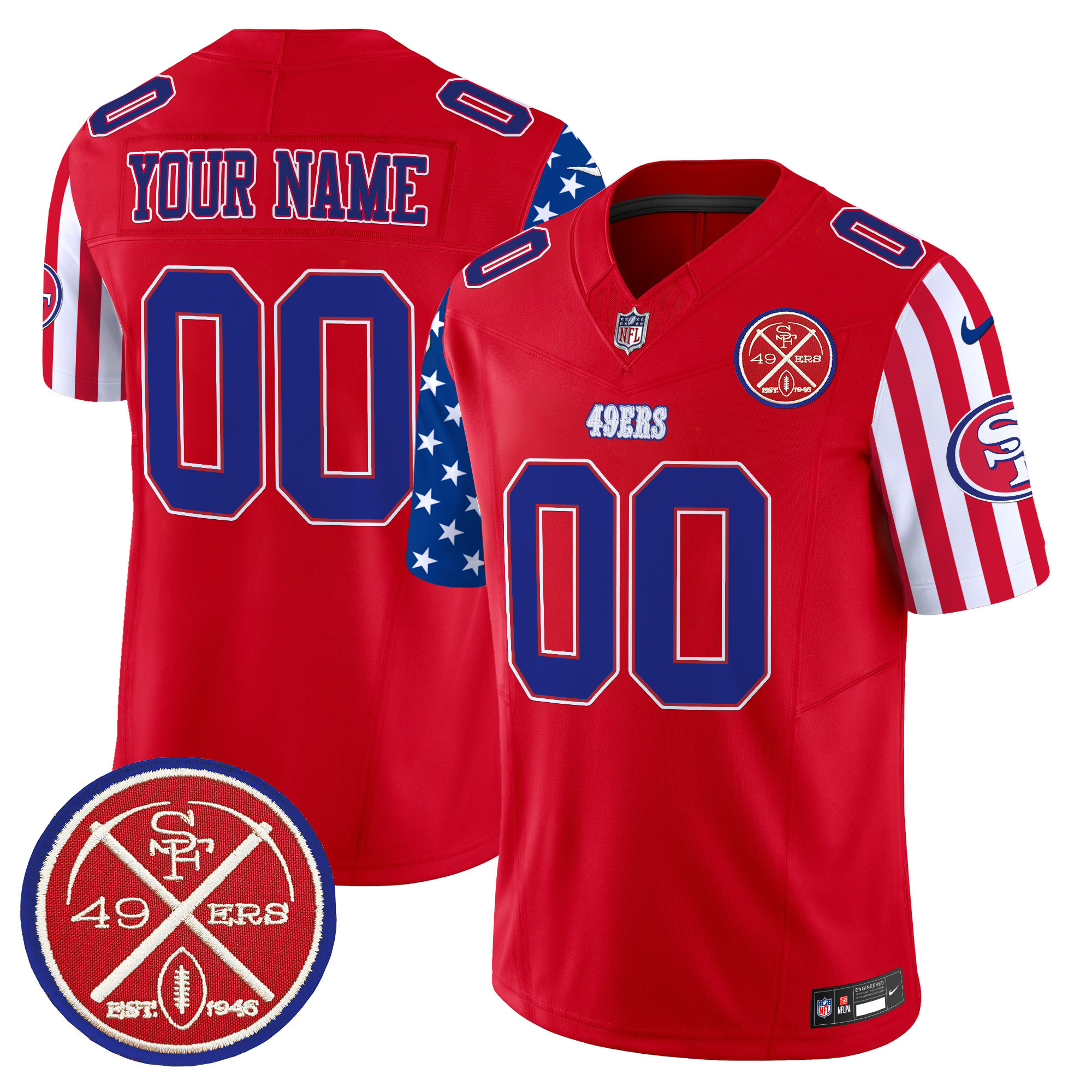 Alternative view of 49ers Custom White Jersey - Nike - Patriotic Edition