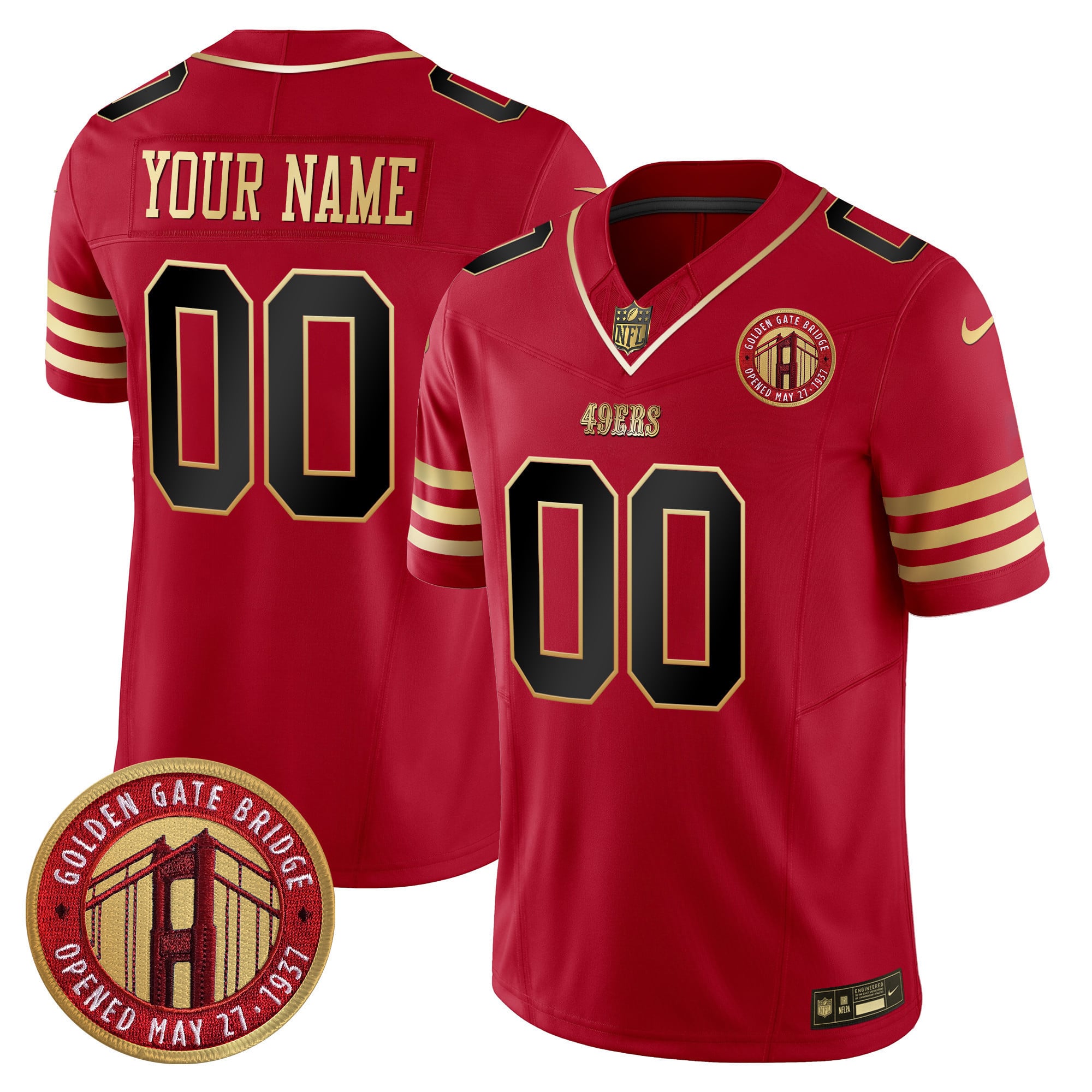 Alternative view of 49ers Golden Gate Jersey - Nike - Black & White