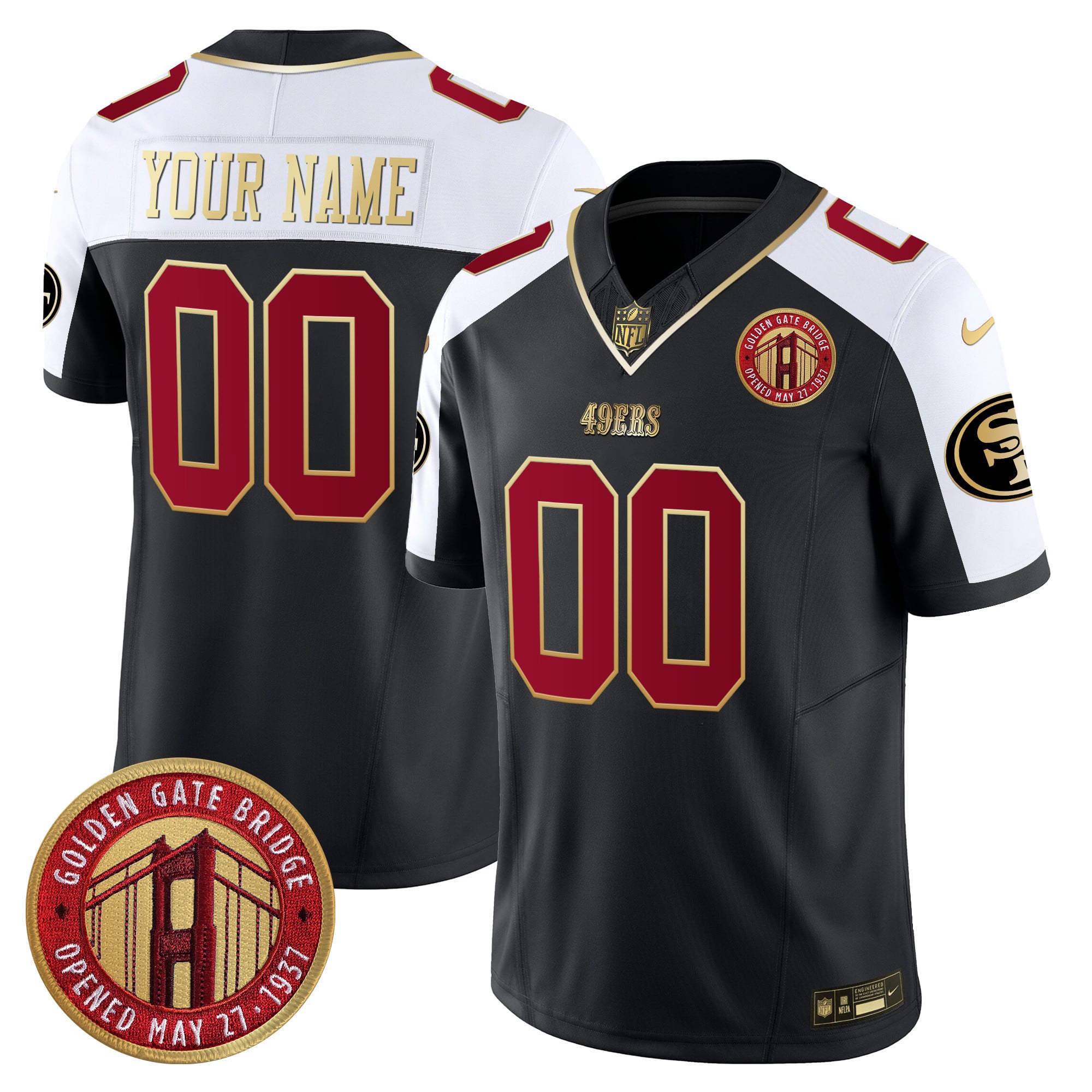 49ers Golden Gate Jersey - Nike - Black & White
