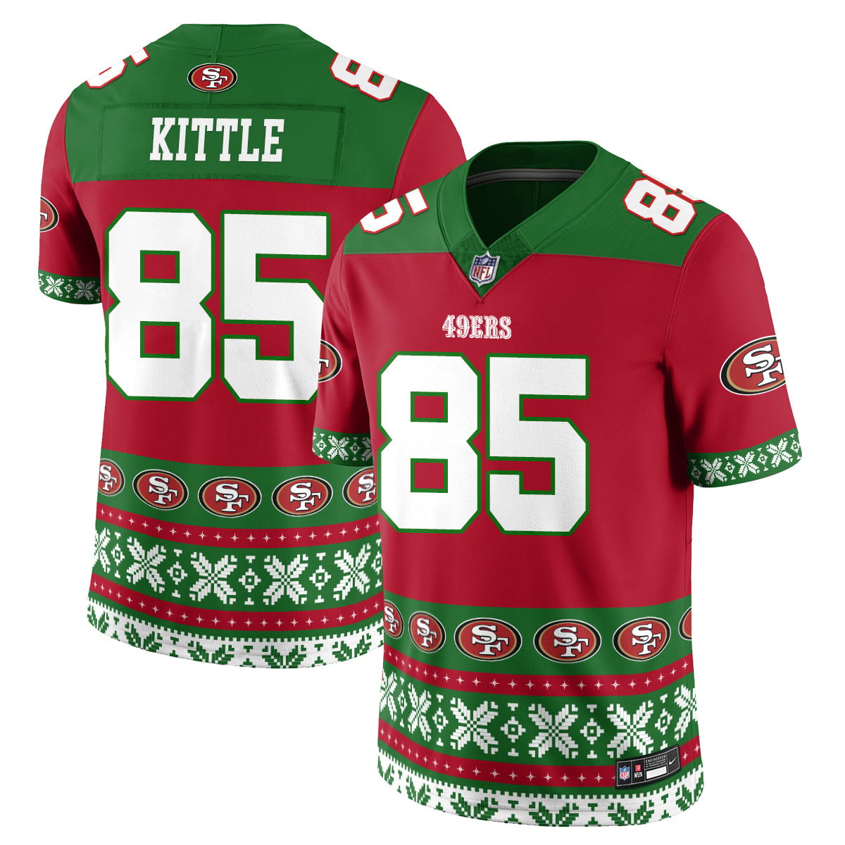 Alternative view of 49ers Holiday Jersey - 49ers Purdy #13 Holiday Jersey - Red/Green NFL