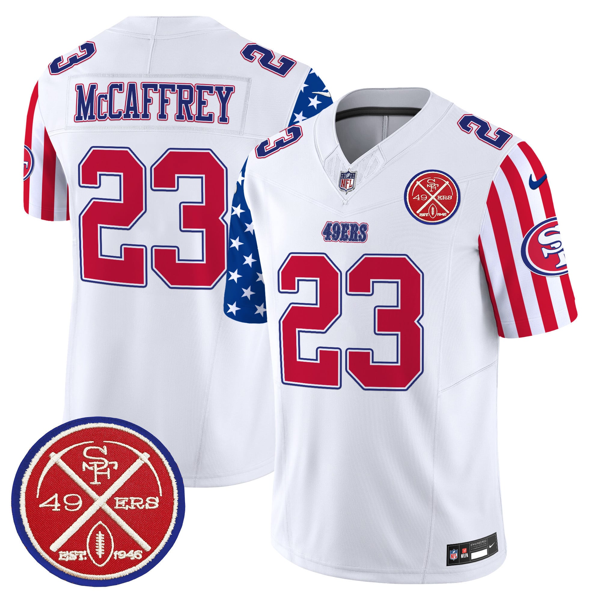 49ers McCaffrey Americana Jersey - Nike 49ers McCaffrey #23 Jersey