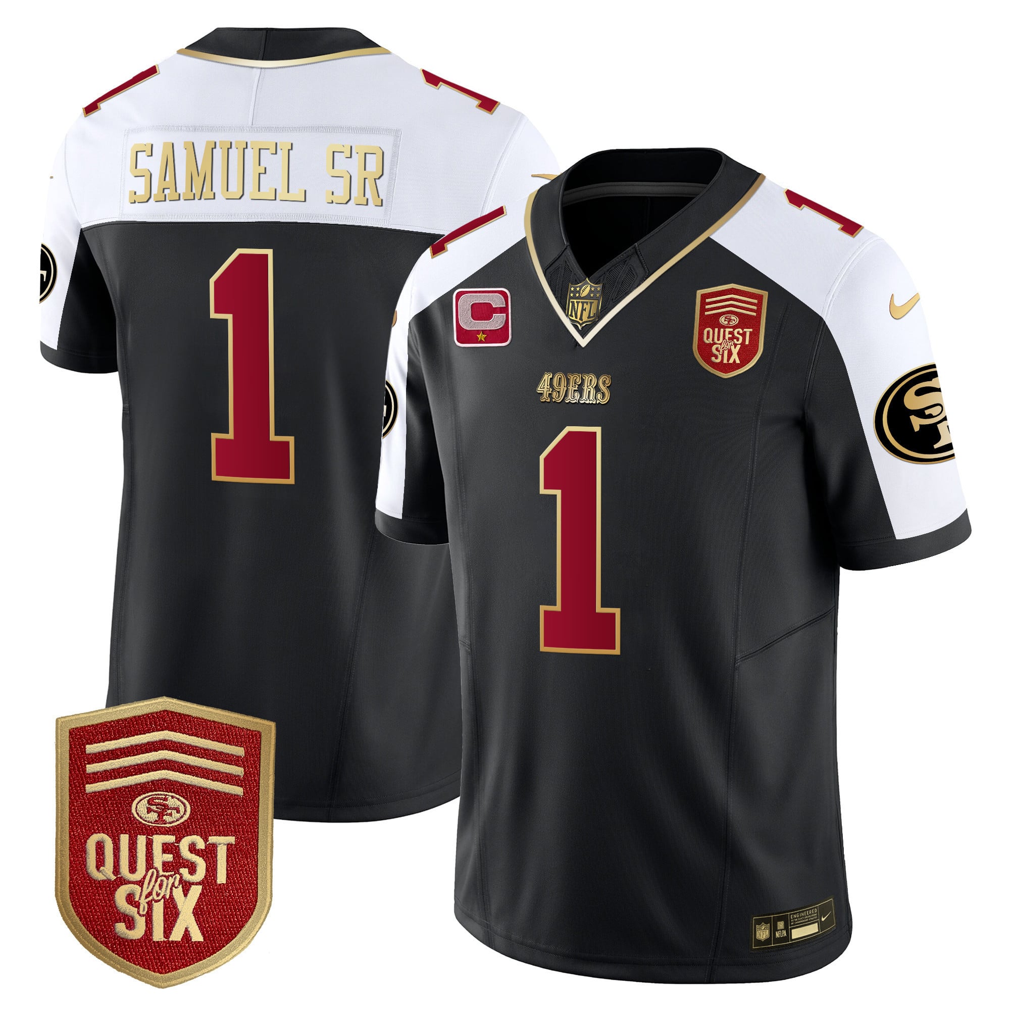 Alternative view of 49ers McCaffrey Black Jersey nike - Nike 49ers McCaffrey Black ‘Quest