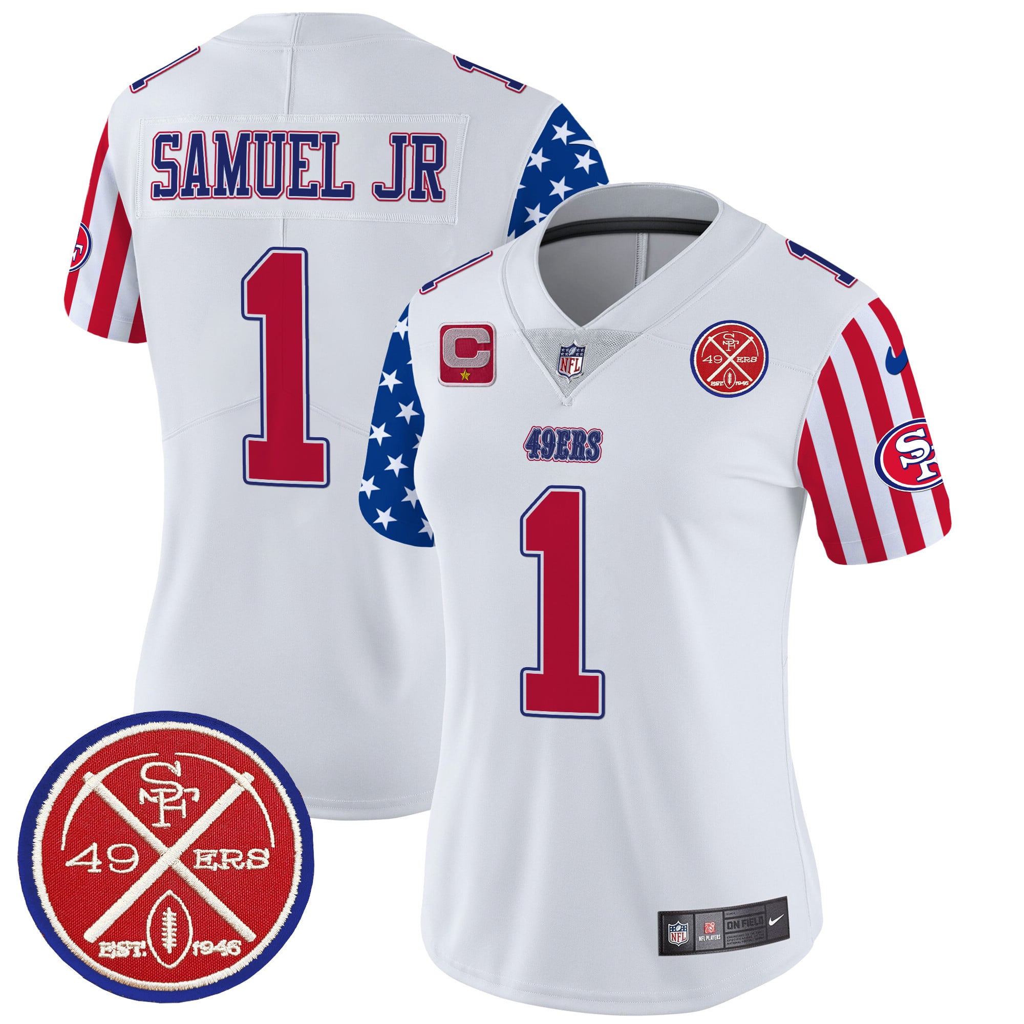 Alternative view of 49ers McCaffrey Liberty Jersey - Nike 49ers McCaffrey #23 White