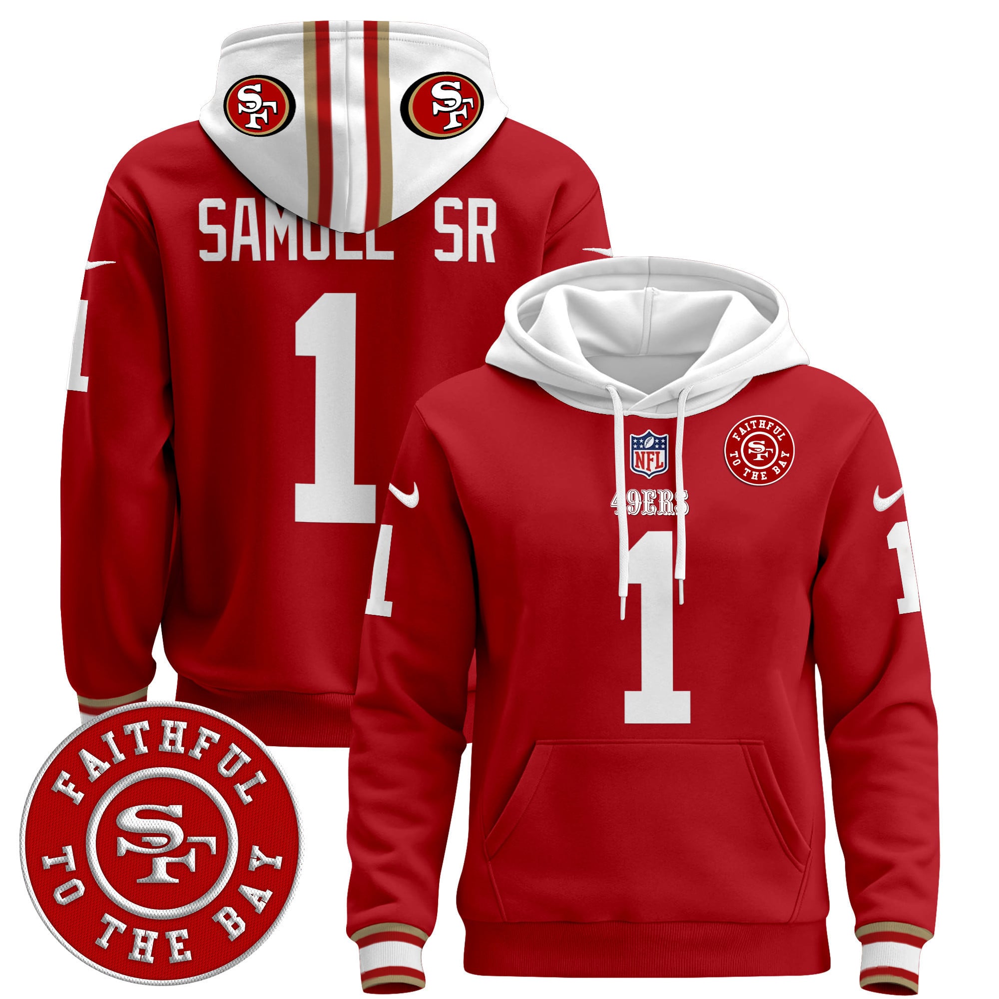 Alternative view of 49ers McCaffrey Red Hoodie - Nike 49ers McCaffrey #23 Red Hoodie