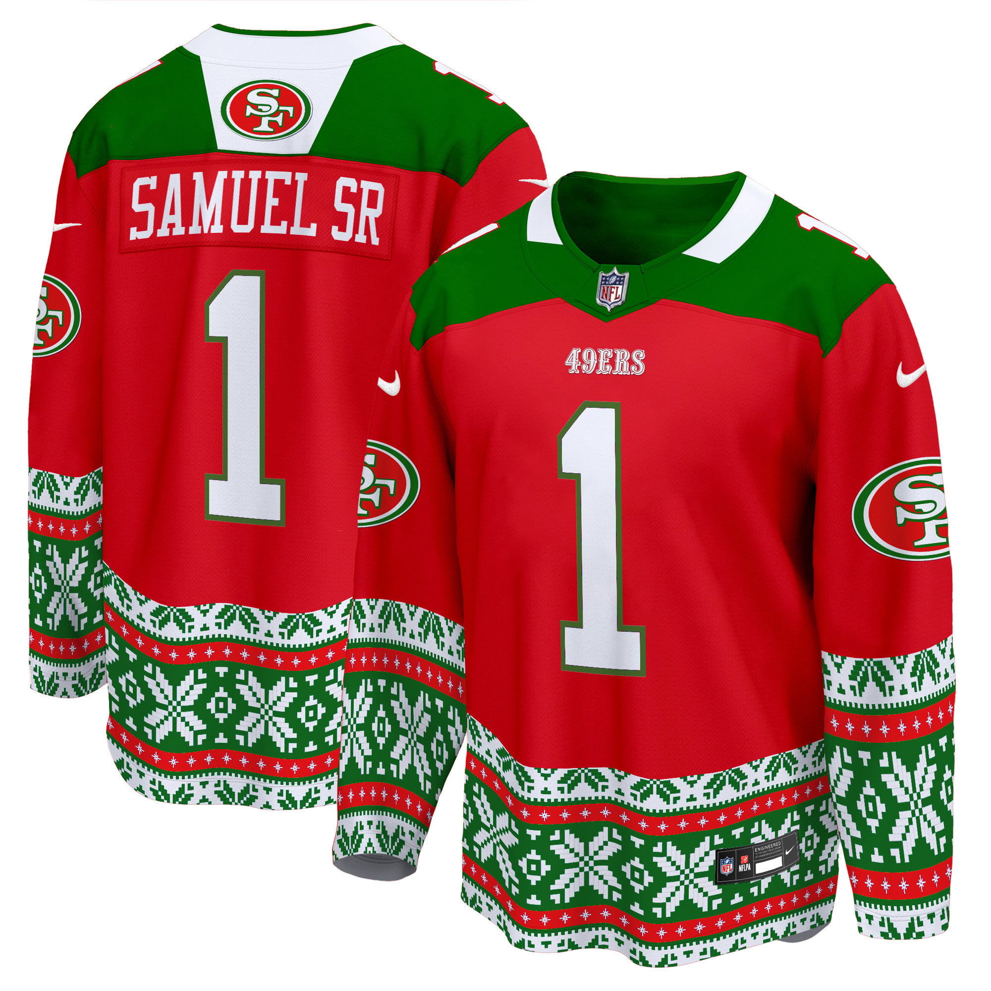 Alternative view of 49ers McCaffrey Sweater Jersey - 49ers McCaffrey Ugly Sweater Jersey