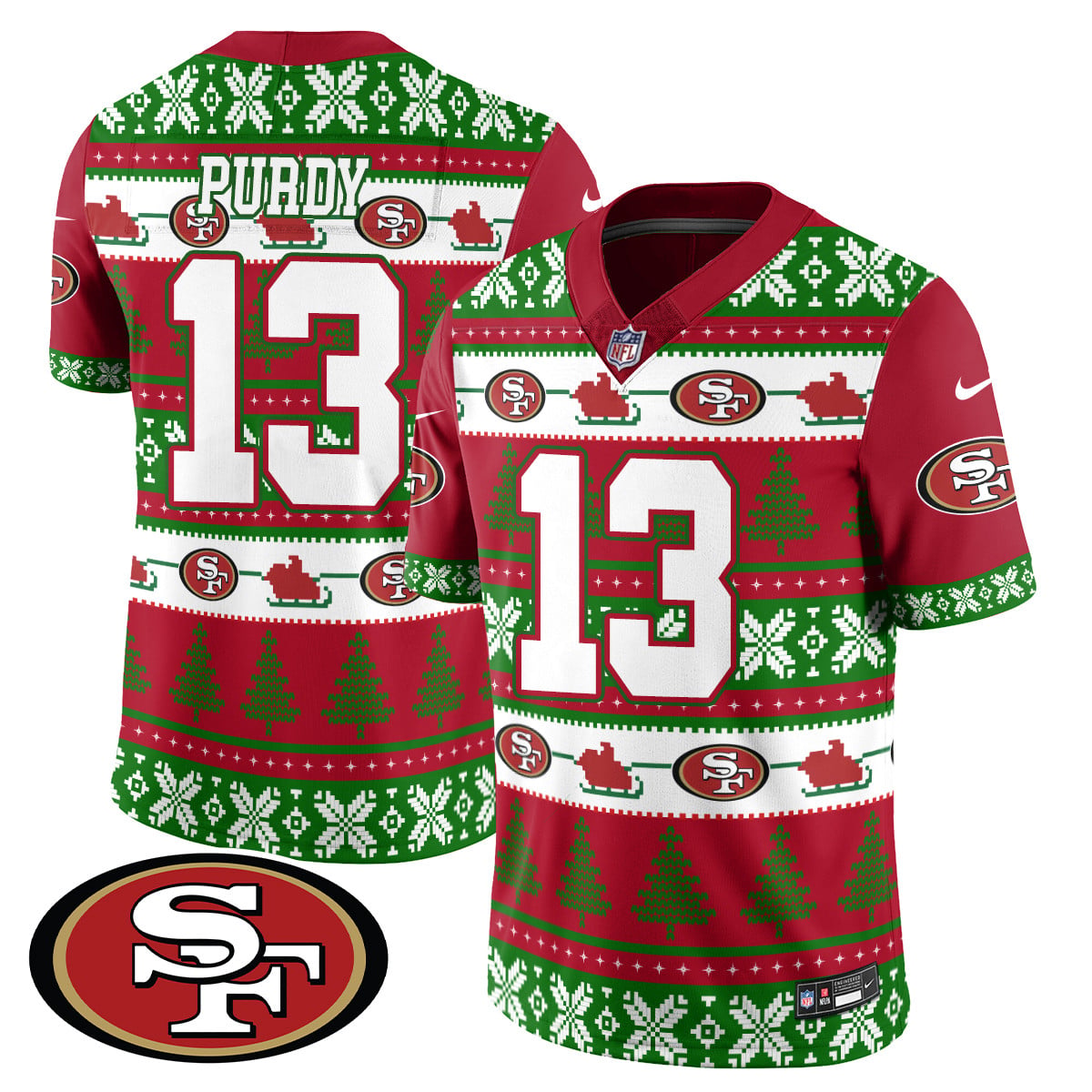 49ers Purdy Christmas Jersey - Nike 49ers Purdy #13 Ugly Christmas